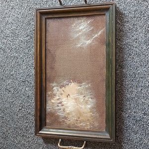 Vintage glass and wood tray